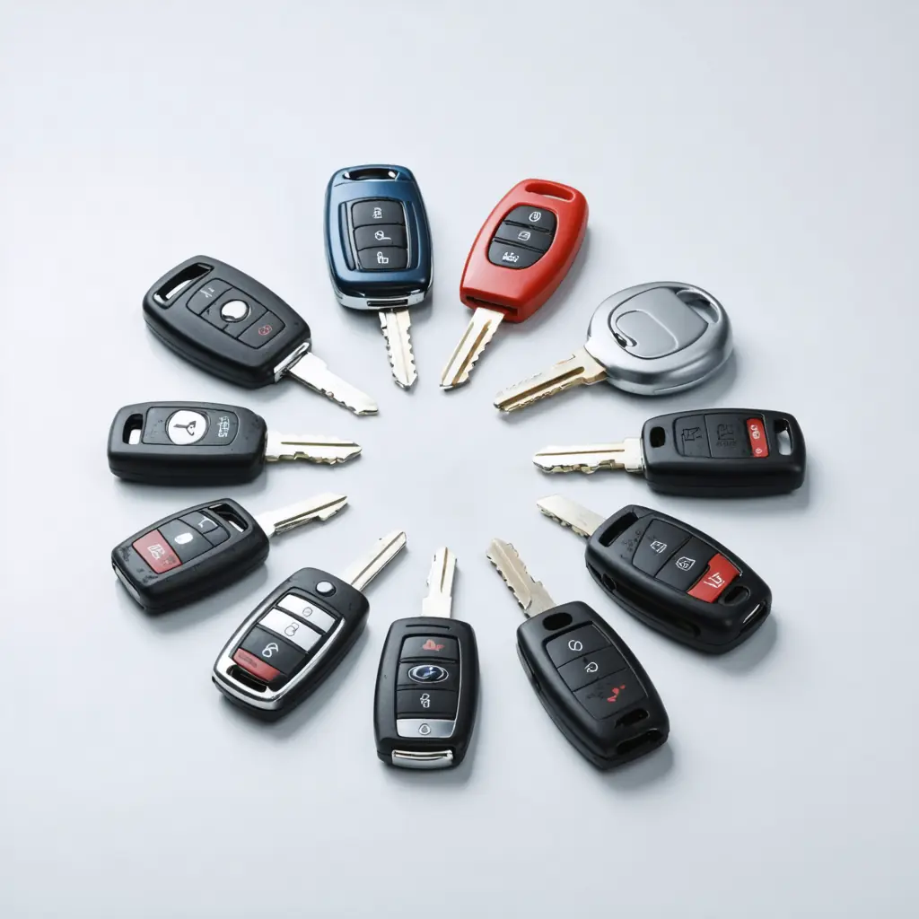 Various car keys, transponder keys, and smart key fobs for all vehicle makes and models